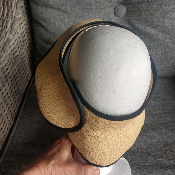 J. Crew Visor Packable Tan Black Wrap Around Adjustable One Size - Picture 6 of 12